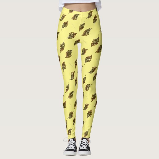 Legging Imagem em forma de película de uma folha de maçã e (Frente)