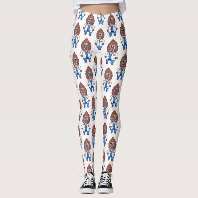 Legging Imagem engraçada de cartoon do mandril doutor (Frente)