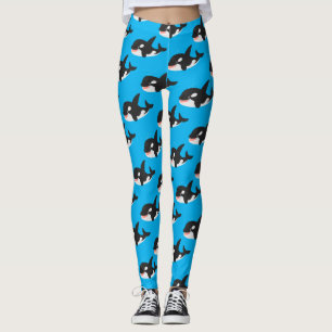 Legging Imagem engraçada de desenhos animados de orca,