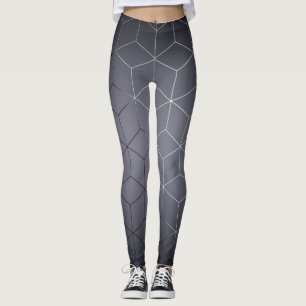 Legging Imagem Geométrica abstrato no Preto Escuro Atrativ