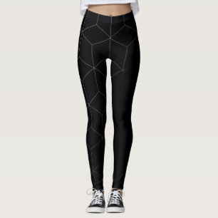 Legging Imagem Geométrica abstrato no Preto Escuro Atrativ