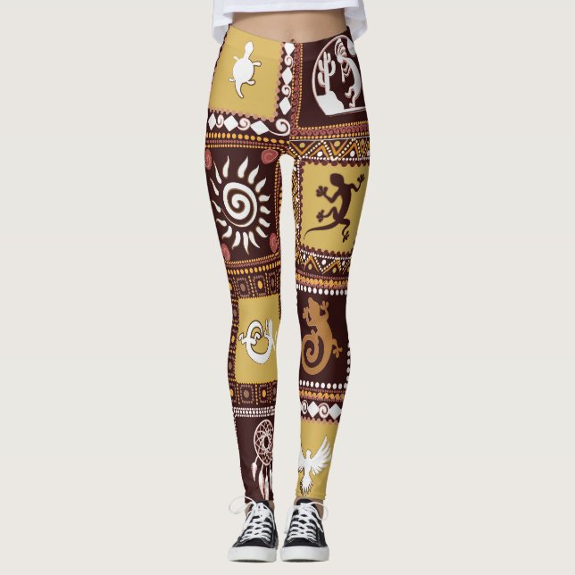 Legging Imitação de Arte Rock: Padrão de Vintage. (Frente)