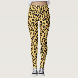 Legging Impressão amarelo do leopardo