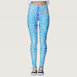 Legging Impressão Animal com tiras de Tigre Azul Elétrico