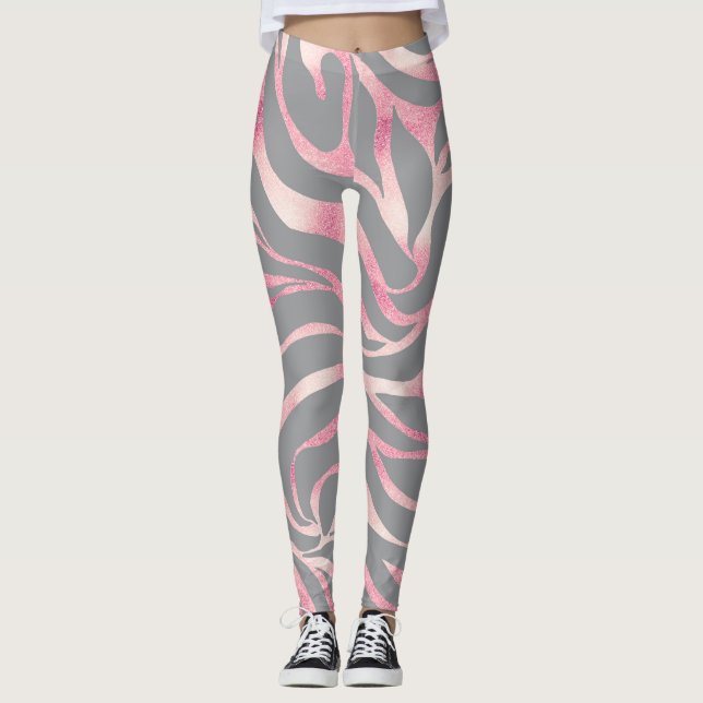 Legging Impressão Animal da Cinza Elegante Dourada com Lar (Frente)