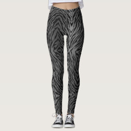 Legging Impressão animal das listras de prata metálicas do