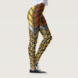 Legging Impressão Animal de Guepardo Chevron Ziguezague Mo