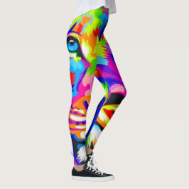 Legging Impressão Animal do Leão Arco-Íris Líquido Bootípi