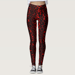 Legging Impressão Animal do Leopardo Vermelho Escuro
