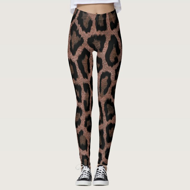 Legging Impressão Animal Dourada Red Brown Black Lepard (Frente)