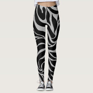Legging Impressão Animal Elegante Black Glitter Silver Ze