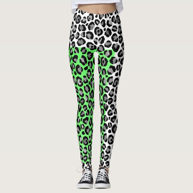 Legging Impressão Animal Leopardo Branco Elegante (Frente)