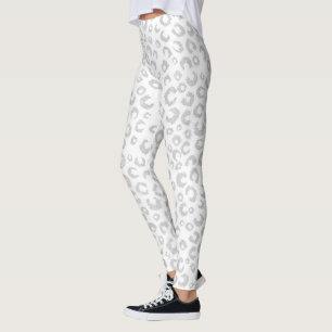Legging Impressão Animal Leopardo Látea Branca Elegante