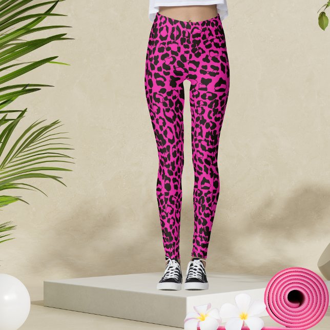 Legging Impressão Animal Leopardo Rosa-Quente (Criador carregado)