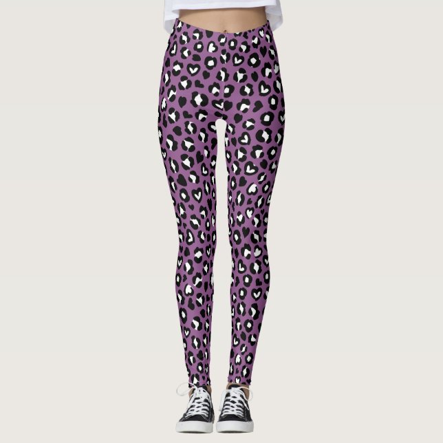 Legging Impressão Animal, Leopardo Roxo, Manchas de Chita, (Frente)