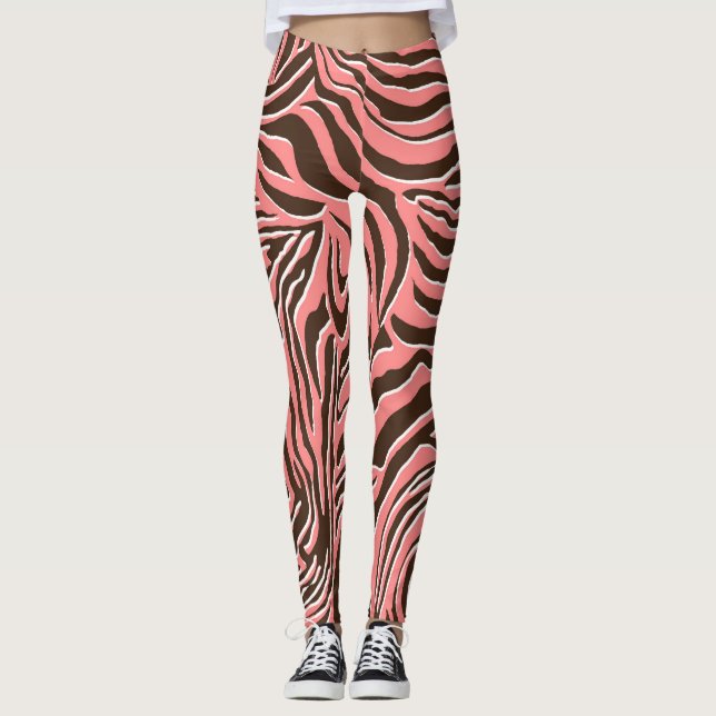Legging Impressão animal, padrão de zebra uniforme. (Frente)