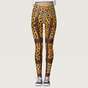 Legging Impressão Animal Tribal de Couro Vintage Chita