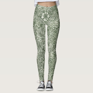 Legging Impressão artística floral verde calêndula de Will