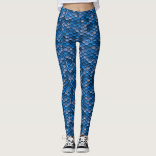 Legging Impressão azul da escala da sereia