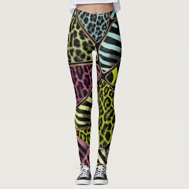 Legging Impressão colorida em animais - Leopard e Zebra (Frente)