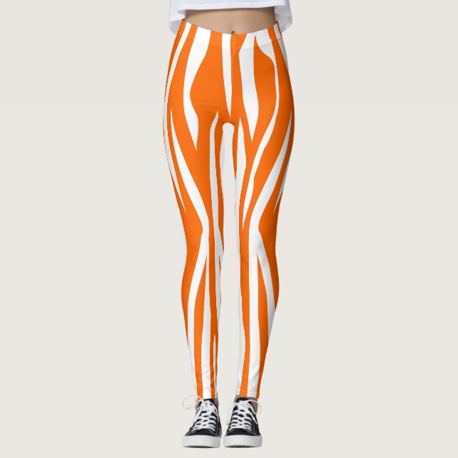 Legging Impressão da zebra da tangerina (Frente)