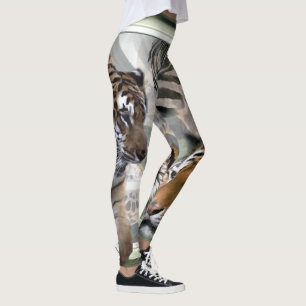Legging Impressão da zebra do girafa do tigre
