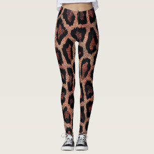 Legging Impressão de Animais Pretos-Leopardo Vermelho-Cast