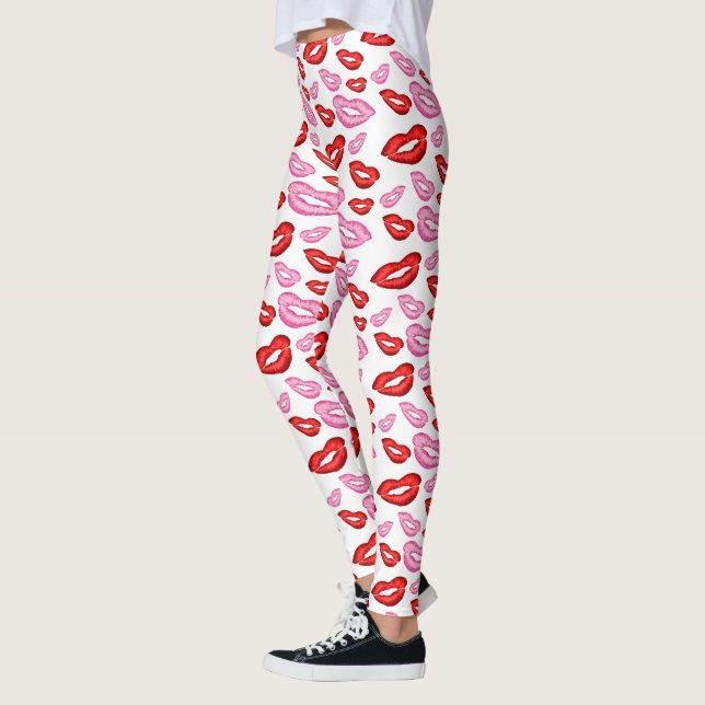 Legging Impressão de Batom Vermelho Rosa (Esquerda)