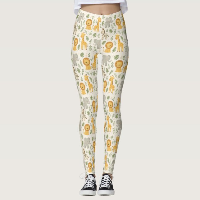 Legging impressão de berçário de animais da savana (Frente)