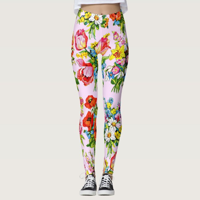 Legging impressão de coleção de flores florais épicas (Frente)