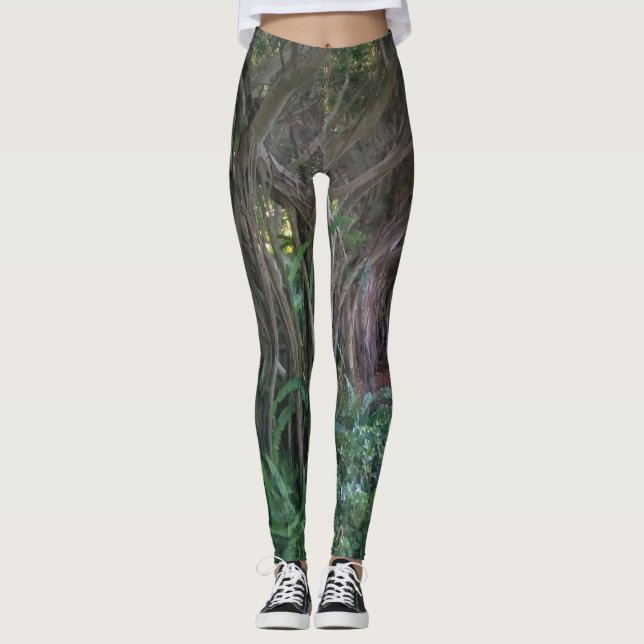 Legging Impressão de Coluna da Floresta Escura legal (Frente)