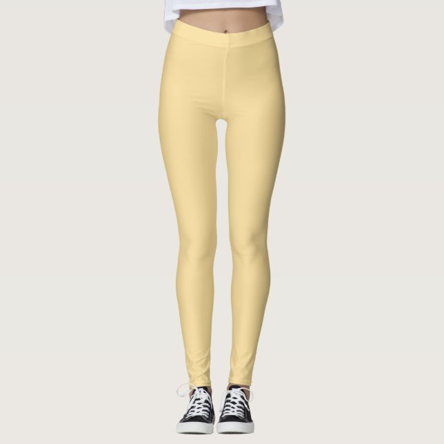 Legging Impressão de Cor Sólida Amarela da Manteiga de Pip (Frente)