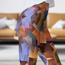 Legging Impressão de Cubismo Colorido