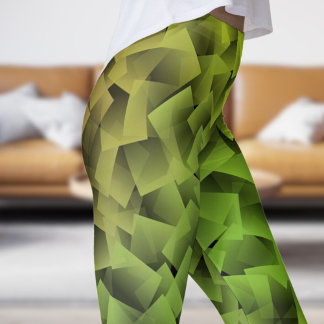 Legging Impressão de Cubismo Verde Nítido