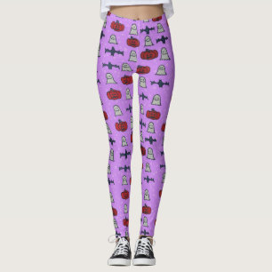 Legging Impressão de Diversão do Halloween Roxo