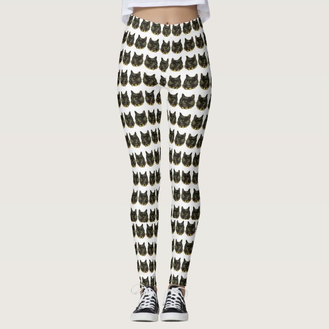 Legging Impressão de gatos pretos vitorianos (Frente)