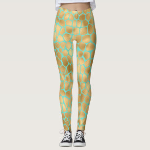 Legging impressão de girafa de Ouro na casa da moeda