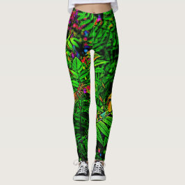 Legging Impressão de Legenda da Selva Fern Leaf