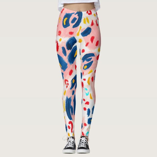 Legging Impressão de leopardo: aquarela pintada à mão. (Frente)
