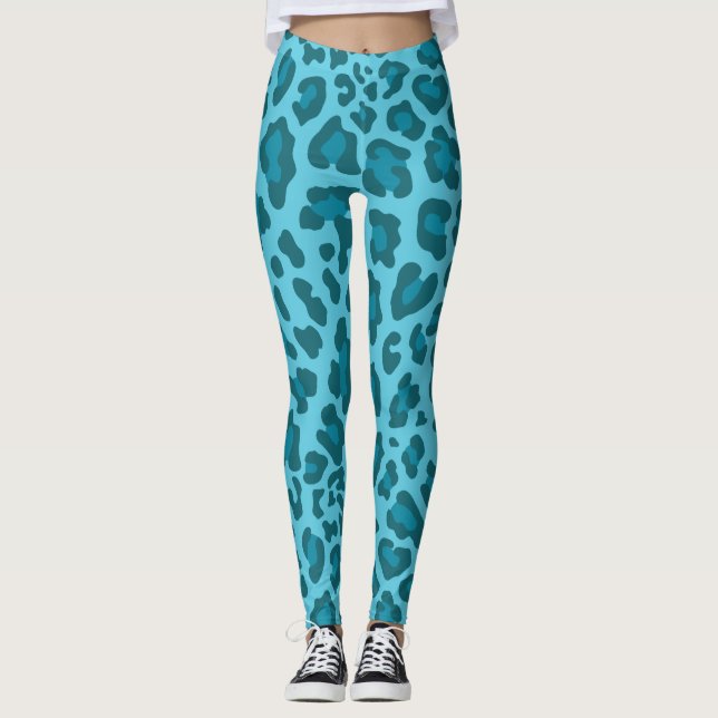 Legging Impressão de Leopardo Azul (Frente)