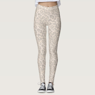 Legging Impressão de leopardo bege.