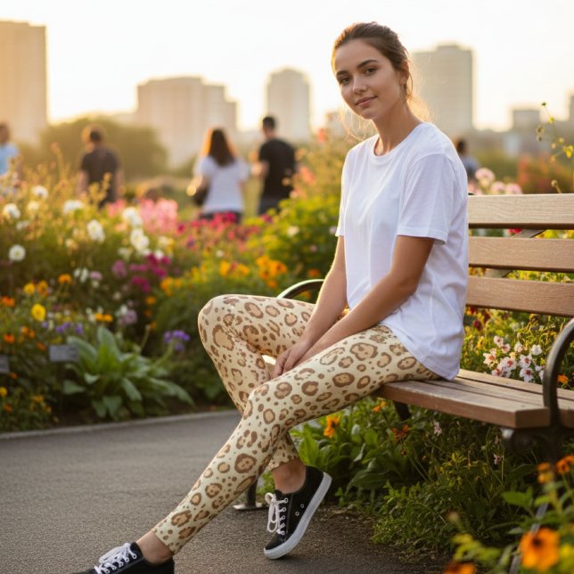 Legging Impressão de Leopardo Bege - Estampa de Guepardo M (Criador carregado)