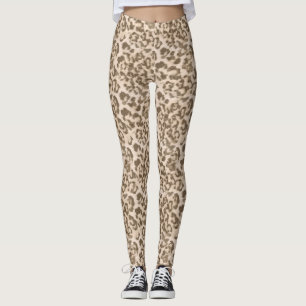 Legging Impressão de leopardo bege. patins