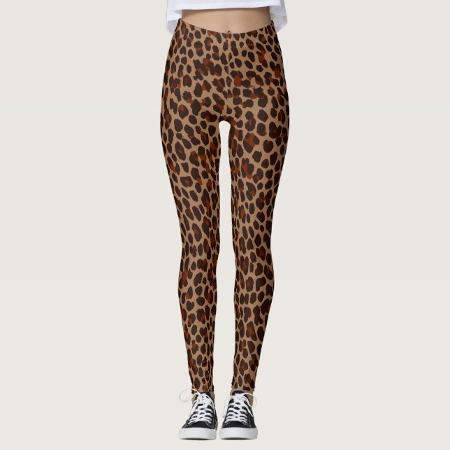 Legging Impressão de leopardo escuro (Frente)