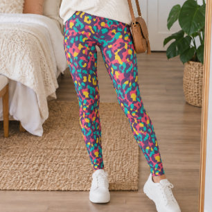 Legging Impressão de leopardo retrô vibrante