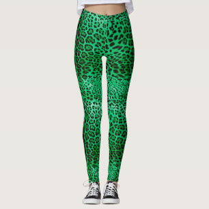 Legging Impressão de Leopardo Verde