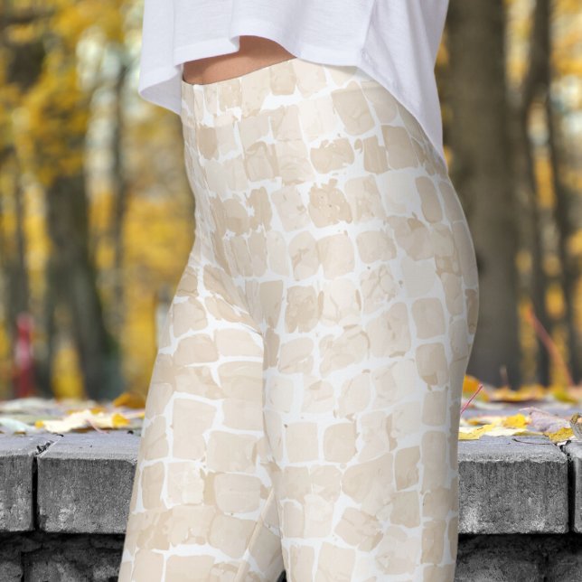 Legging Impressão de Mosiac Branco da Pedra Delicada (Stone Mosiac Leggings)