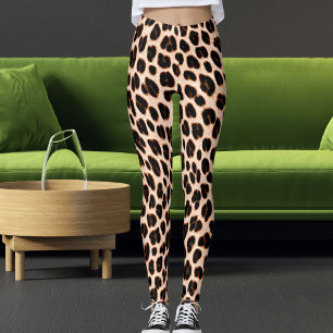 Legging Impressão de padrão de pele de leopardo safari bra