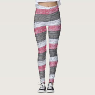 Legging Impressão de Padrão de Stripes Vibrantes de Vintag