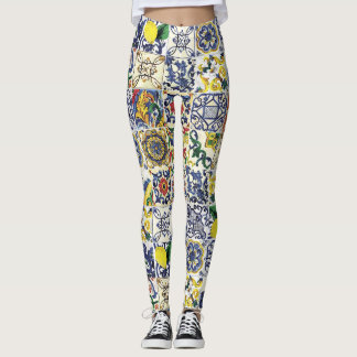 Legging Impressão de padrão Majolica